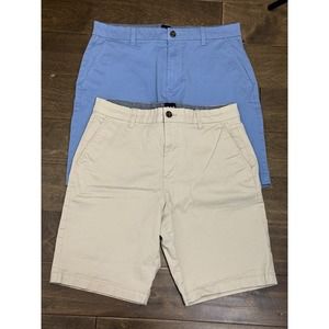 Lot Of 2 Gap Vintage Shorts Men's 32 Cotton Stretch‎ Chinos Logo Pocket Blue Tan